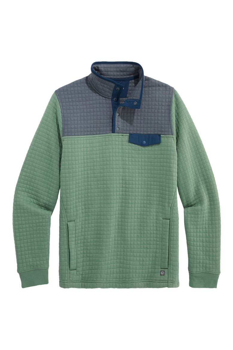 Navigator Colorblock Quilted Performance Pullover, Main, color, OLIVE DUSK