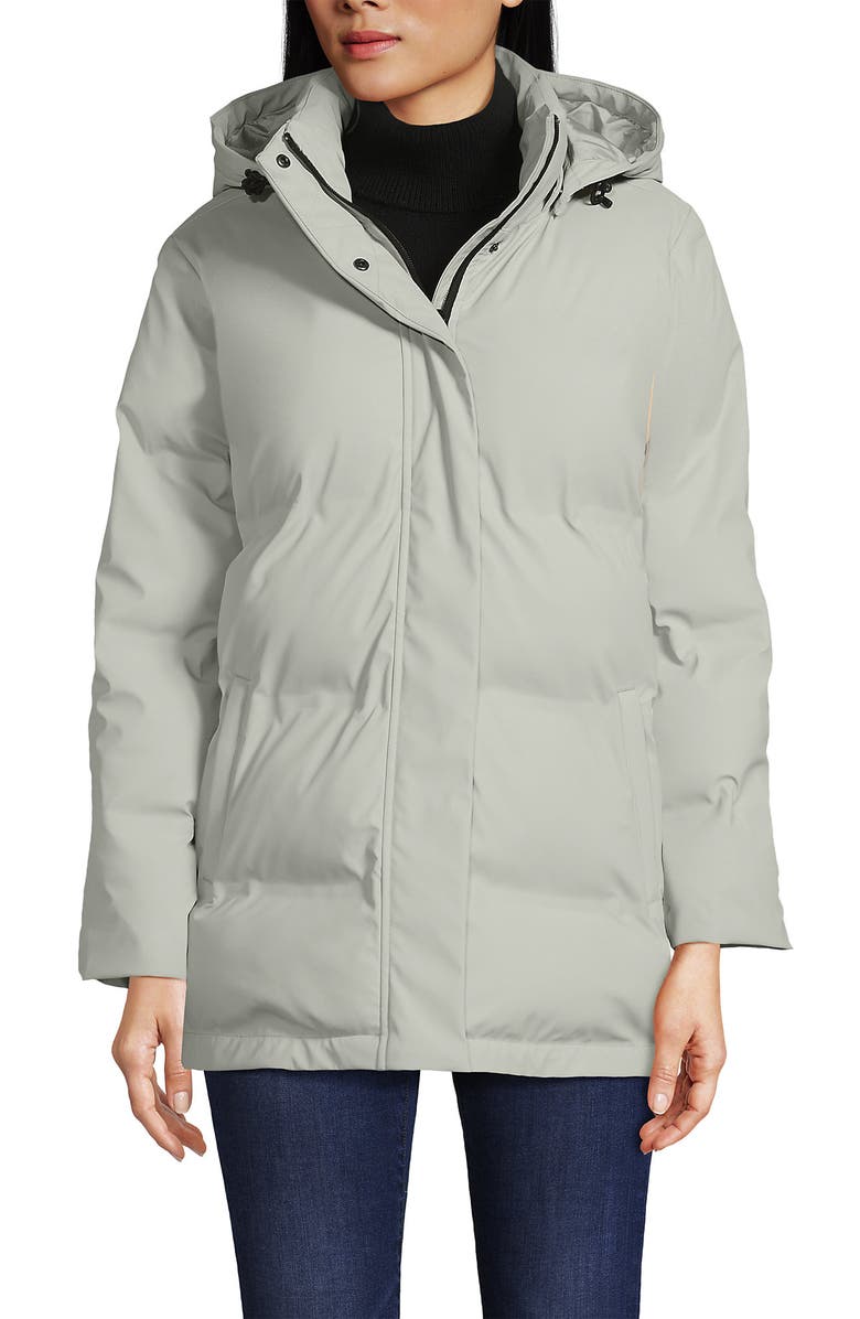 Lands' End Squall Insulated Slicker Puffer Jacket, Main, color, Soft Silver