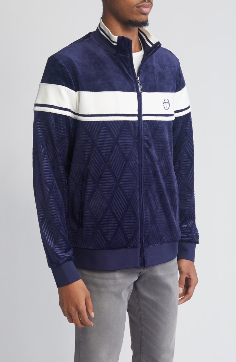 Sergio Tacchini Damarindo Debossed Velour Track Jacket, Alternate, color, 