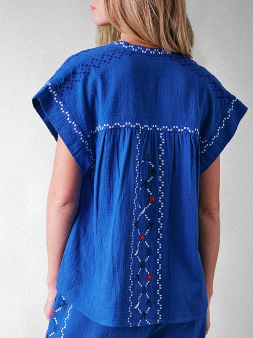 Cape Cove Coves Embroidered Top In Blue
