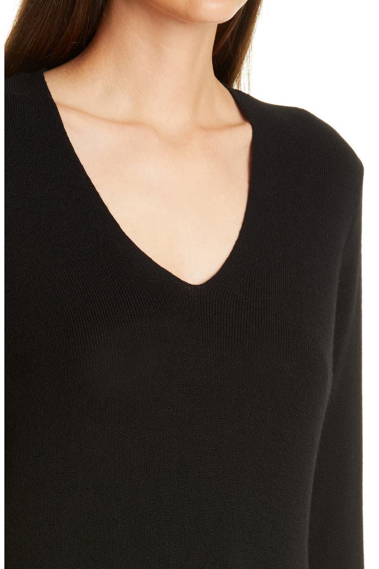 V-Neck Silk Tunic Top, Alternate, color, BLACK