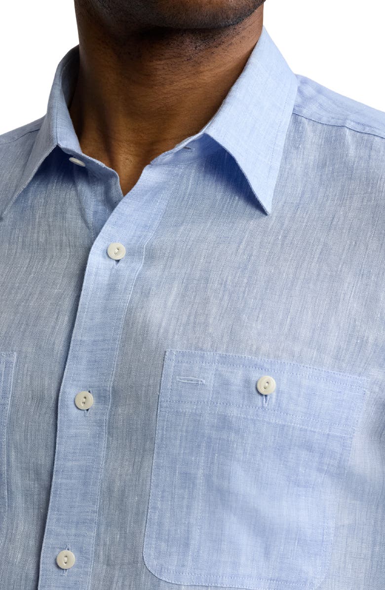 Ralph Lauren Purple Label Linen Chambray Button-Up Shirt, Alternate, color, Light Blue