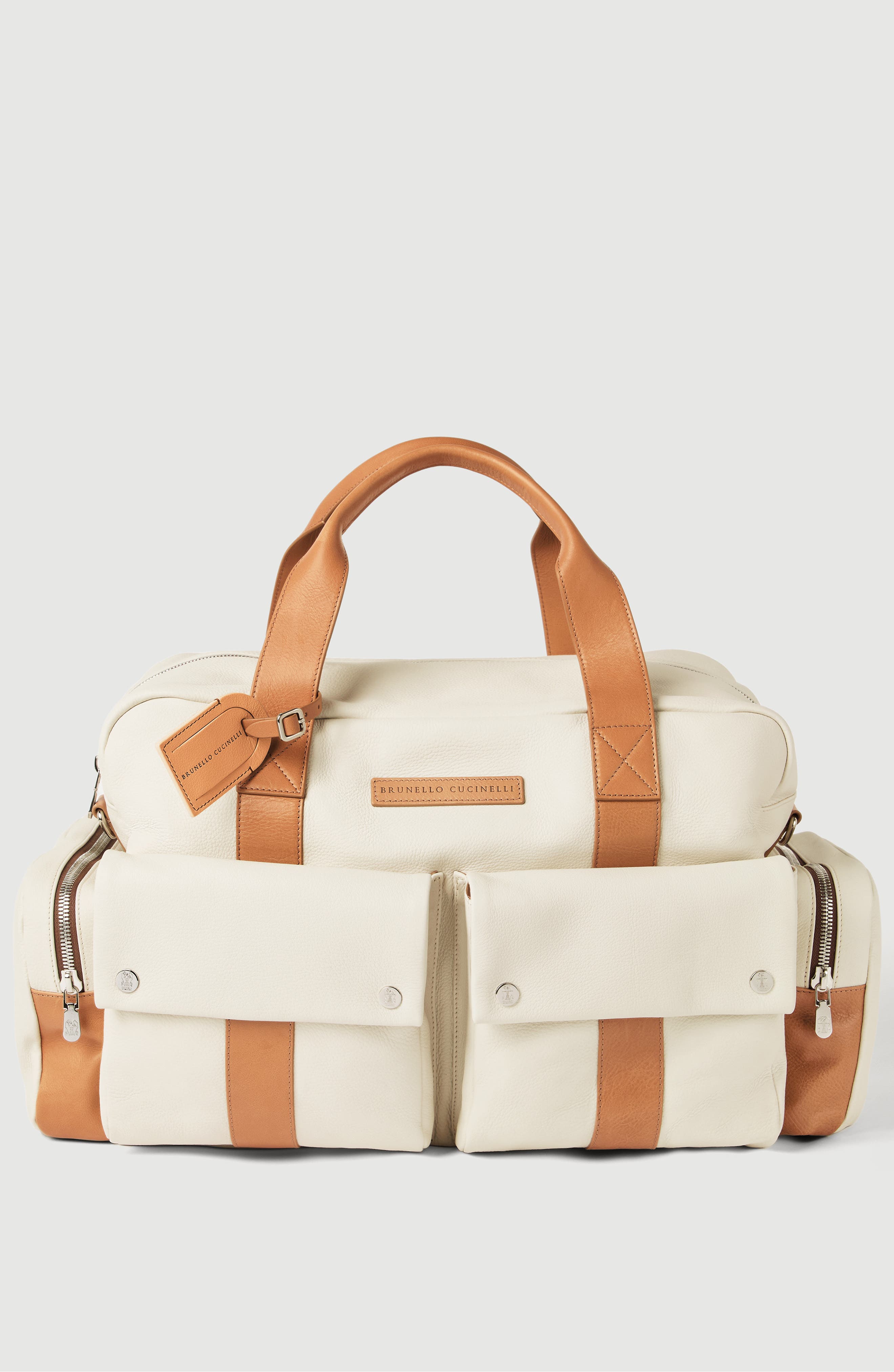 Grained calfskin leisure bag, Main, color, Ivory