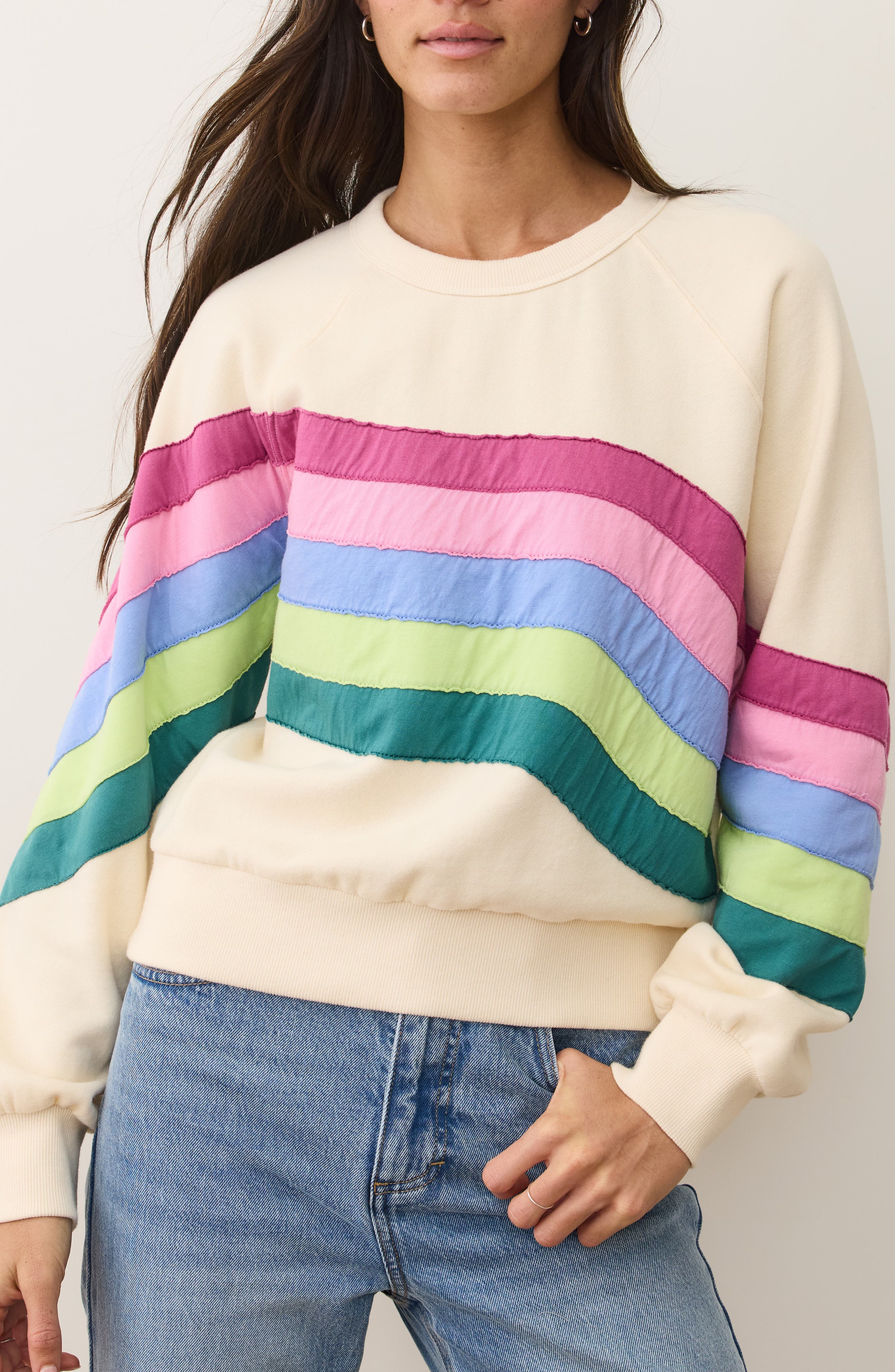 Stripe Appliqué Cloud 9 Fleece Sweatshirt