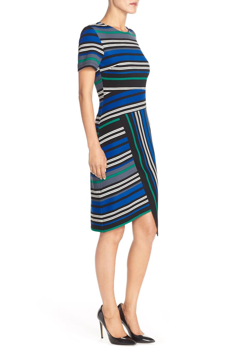 Stripe Ottoman Knit Sheath Dress, Alternate, color, BLUE
