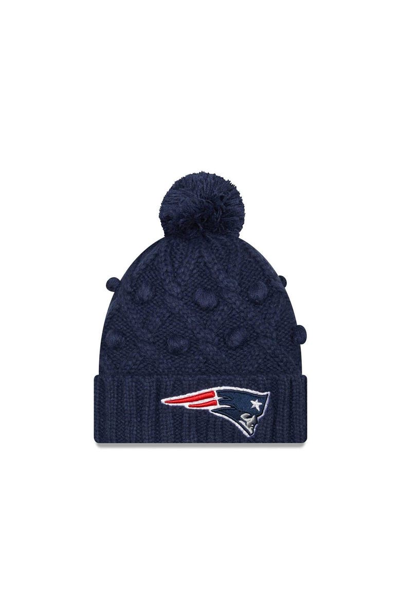 New Era Women's New Era Navy New England Patriots Toasty Cuffed Knit Hat with Pom, Main, color, Navy