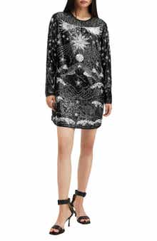 Noushka Mixed Sequin Print Long Sleeve Dress