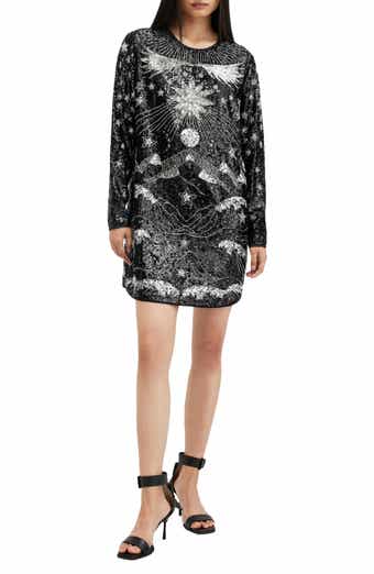 Noushka Mixed Sequin Print Long Sleeve Dress