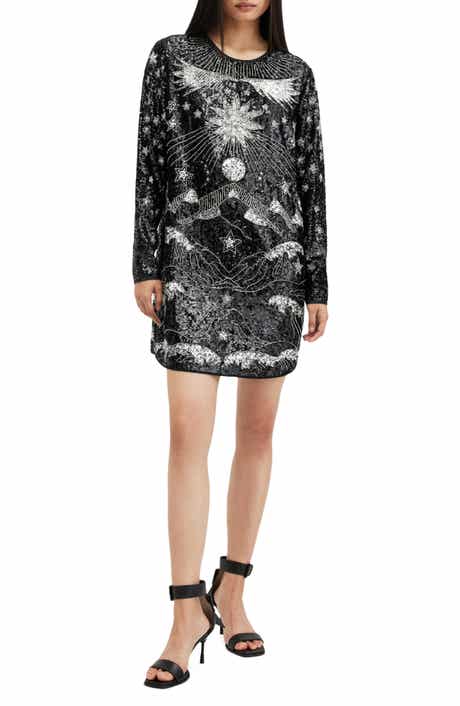 Noushka Mixed Sequin Print Long Sleeve Dress