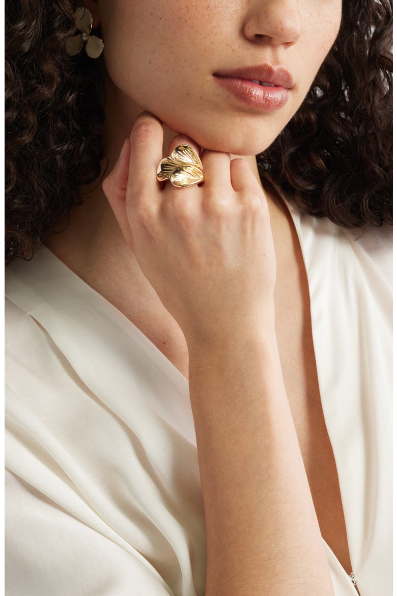 Textured Petal Cocktail Ring, Alternate, color, GOLD