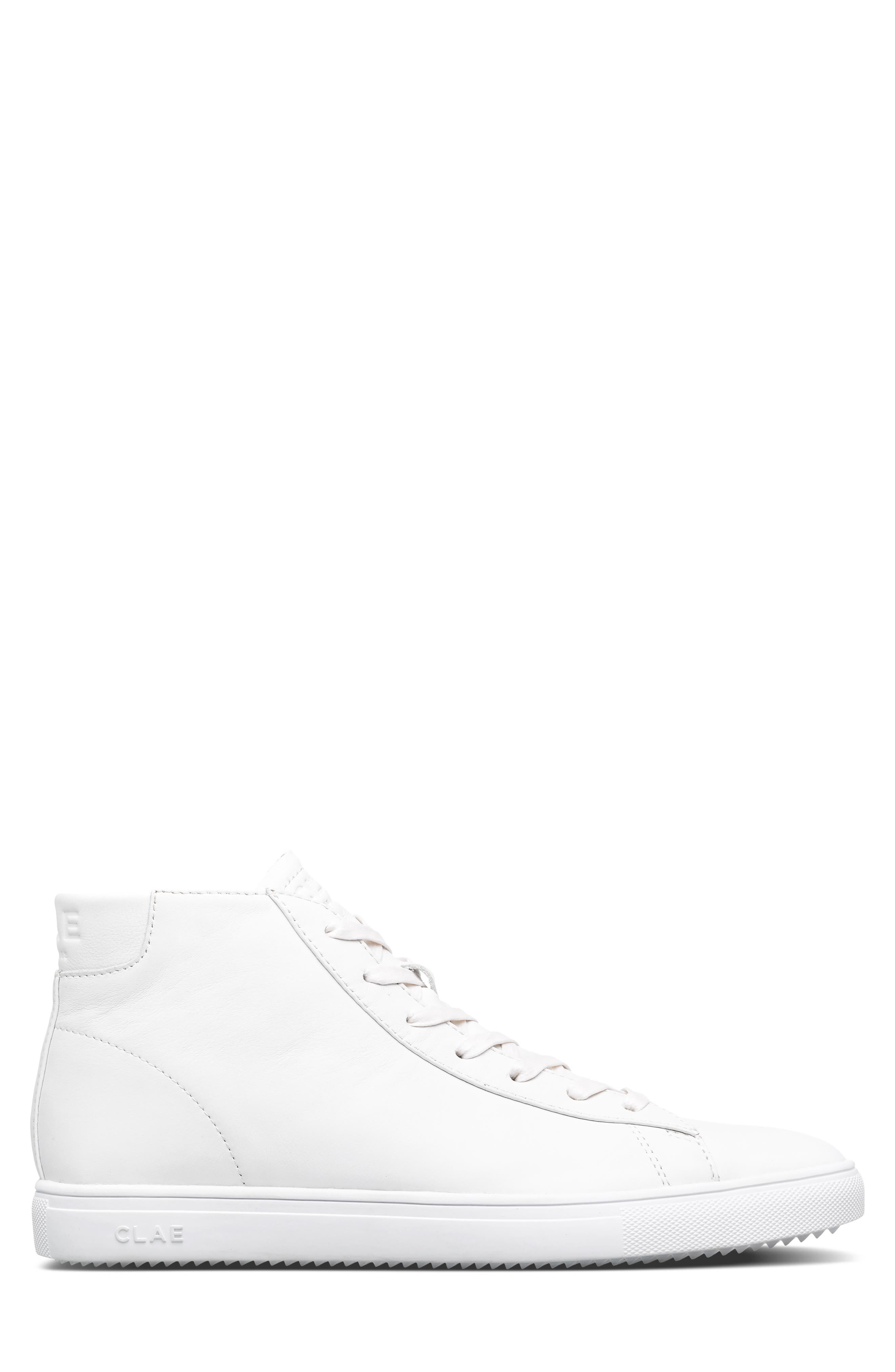 CLAE Bradley Mid Sneaker, Alternate, color, Triple White Leather