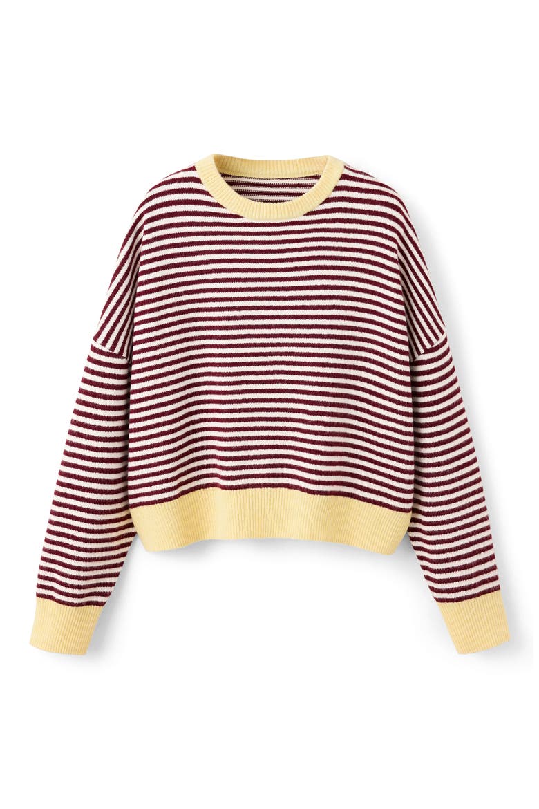 Striped Crewneck Sweater, Alternate, color, BURGUNDY