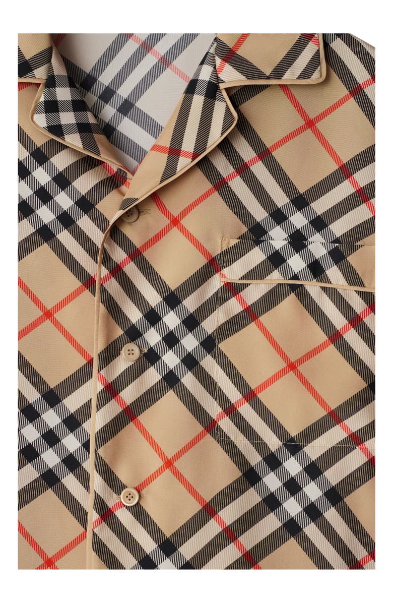 Burberry Regular Fit Check Silk Pyjama Shirt, Alternate, color, 
