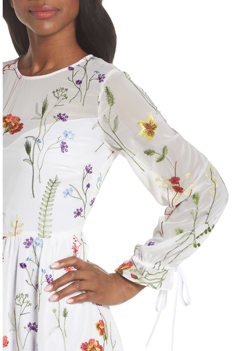 Sheer Embroidered Midi Dress, Alternate, color, WHITE EMBROIDERY FLORAL