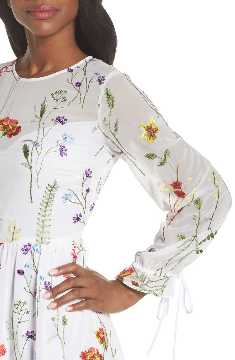 Chelsea28 Sheer Embroidered Midi Dress, Alternate, color, 