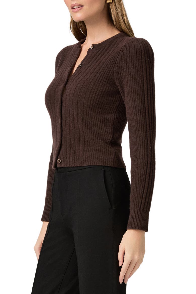 Allessandro Rib Cashmere Cardigan, Alternate, color, DARK CHOCOLATE