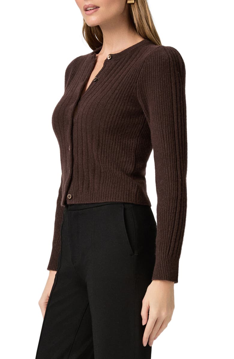 PAIGE Allessandro Rib Cashmere Cardigan, Alternate, color, Dark Chocolate
