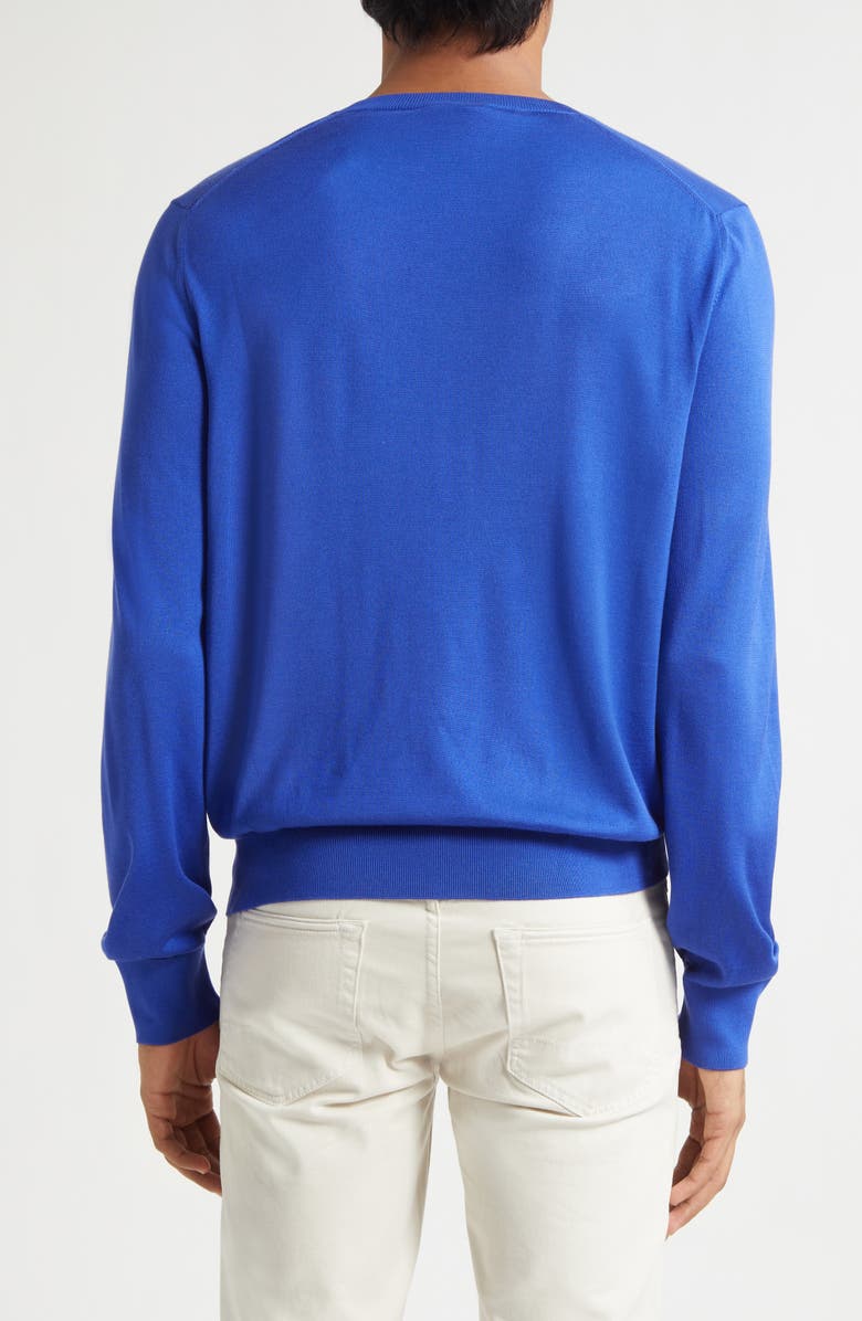 TOM FORD Fluid Silk Crewneck Sweater, Alternate, color, Royal Blue