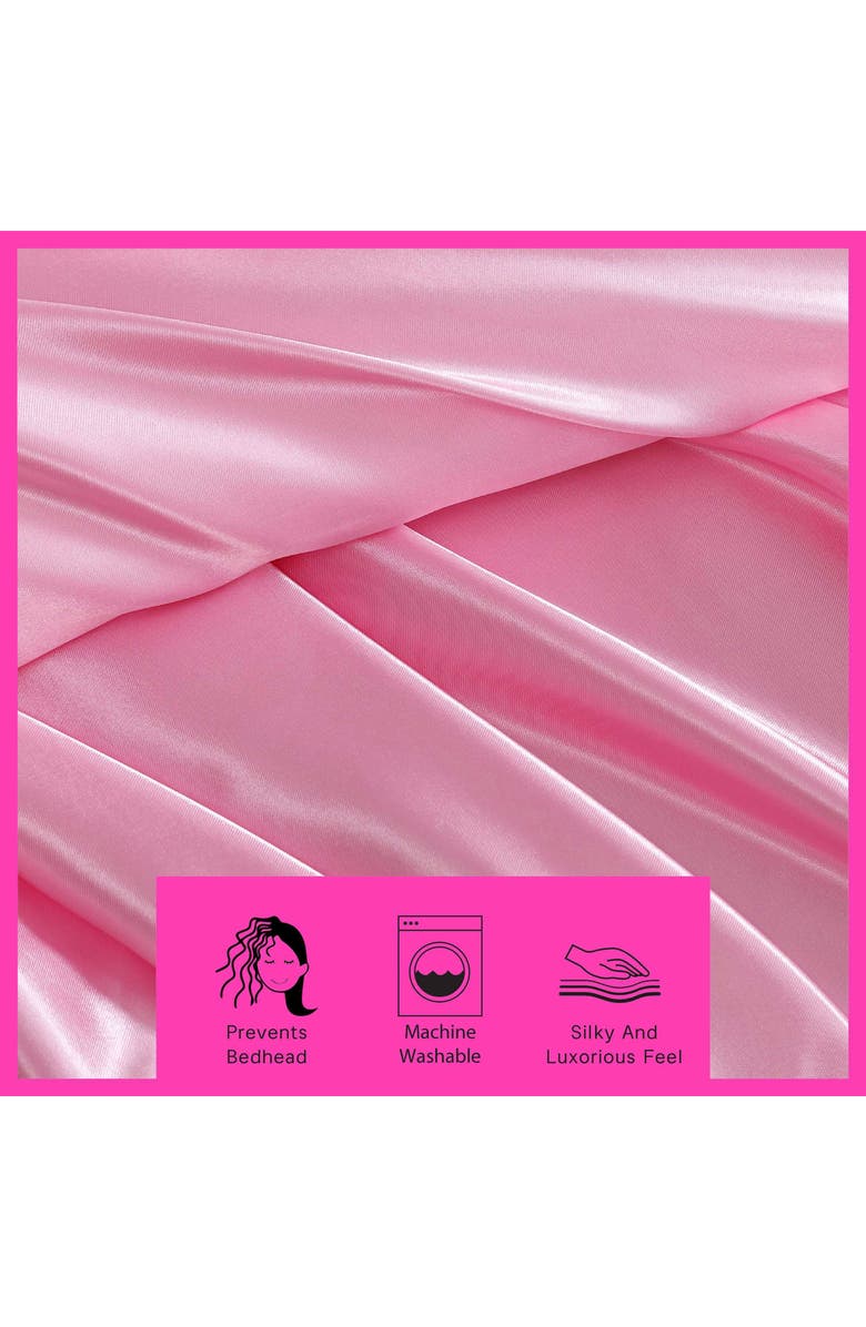Betsey Johnson Solid Satin Sheet Set, Alternate, color, Pastel Pink