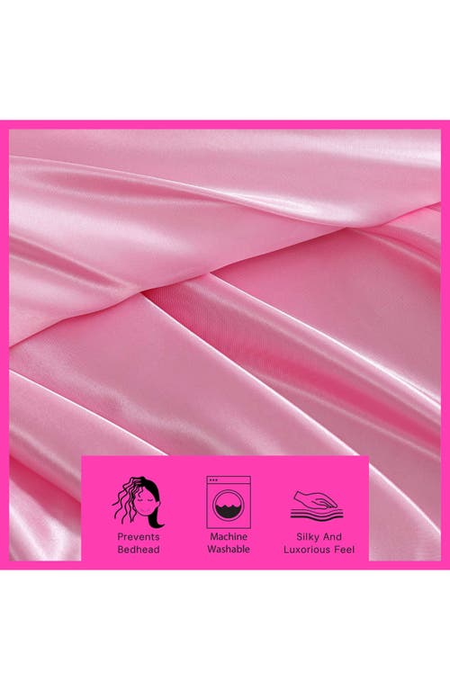Shop Betsey Johnson Solid Satin Sheet Set In Pastel Pink