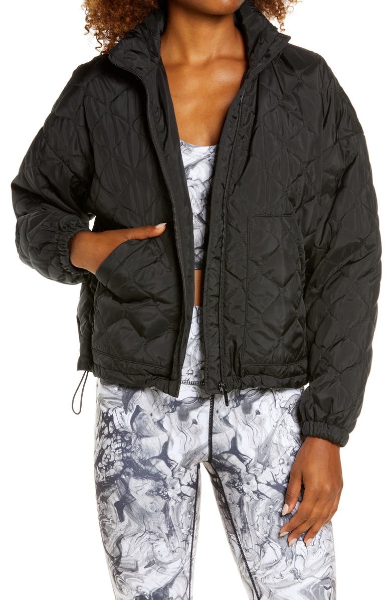 Zella Quilted Bomber Jacket, Main, color, 