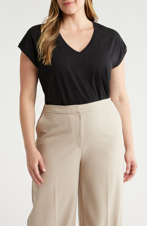 V-Neck Pima Cotton Slub T-Shirt (Plus)