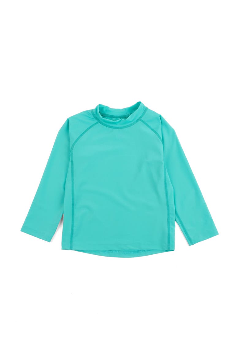Long Sleeve Rash Guard, UPF 50+ Swim Shirt, Main, color, AQUA