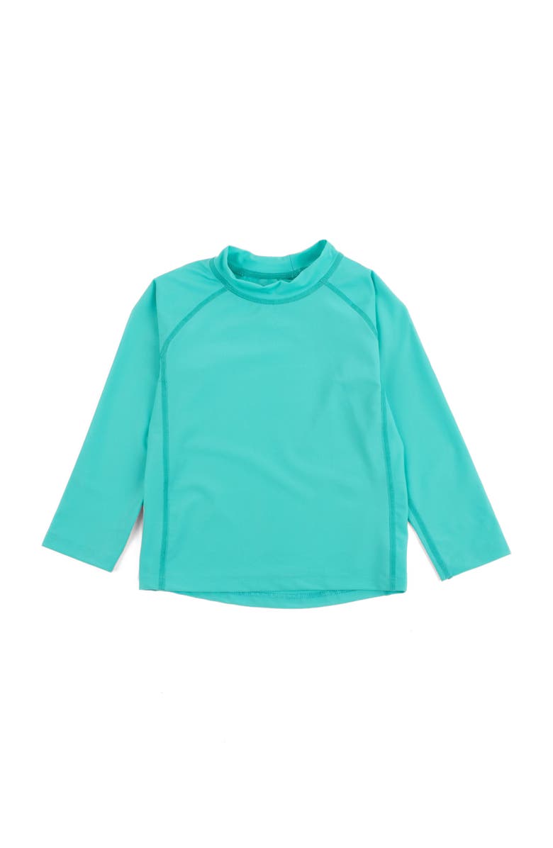 Leveret Kids Long Sleeve Rash Guard, UPF 50+ Swim Shirt, Main, color, Aqua
