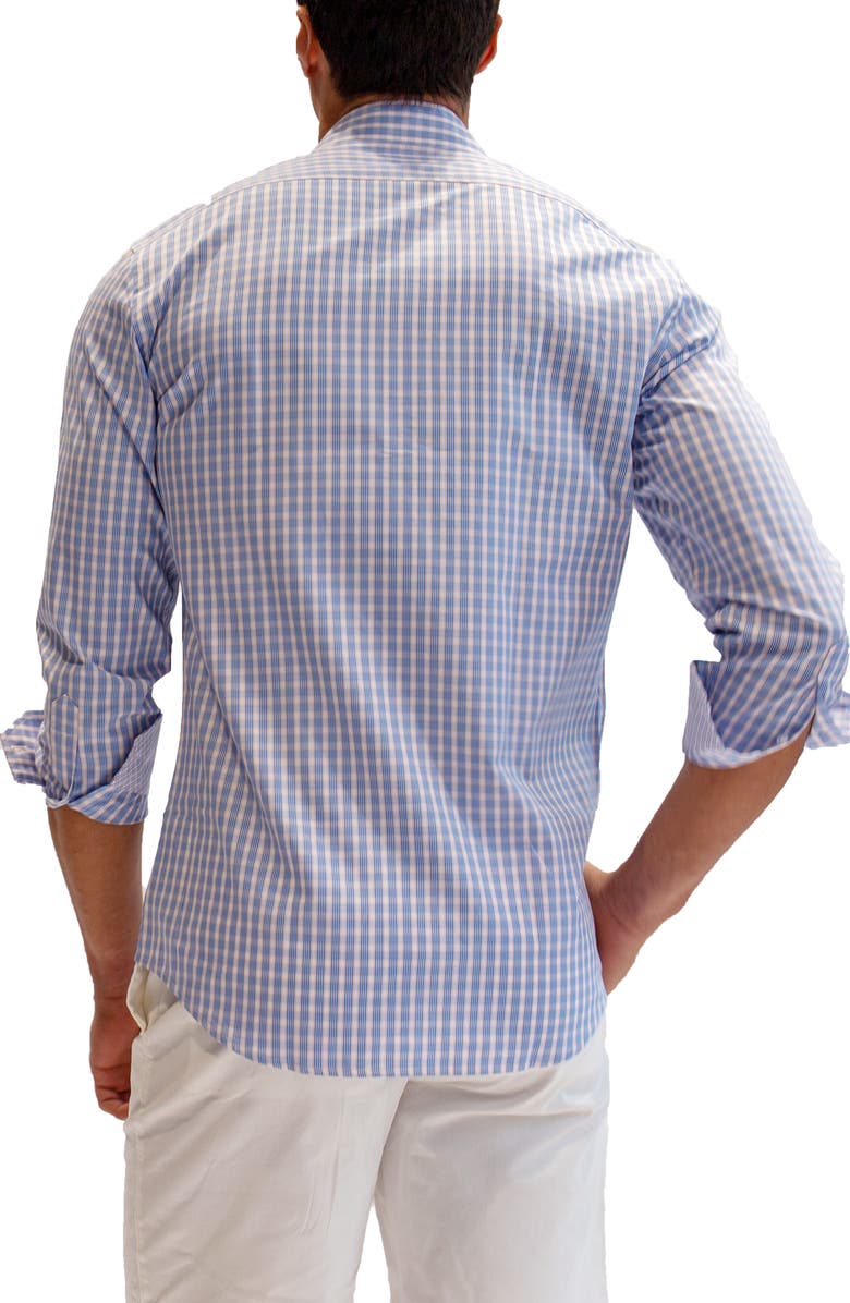 TailorByrd Heritage Check Print Long Sleeve Cotton Button-Down Shirt, Alternate, color, White