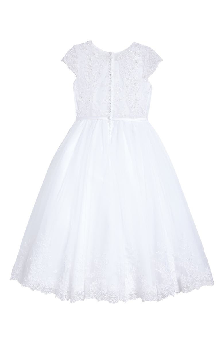 Joan Calabrese for Mon Cheri Beaded Satin & Tulle First Communion Dress, Alternate, color, 