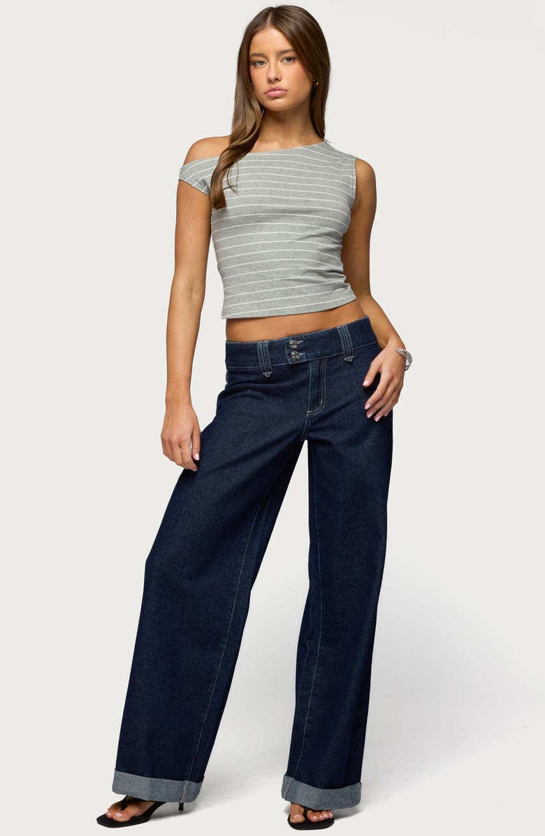 EDIKTED Cuffed Wide Leg Jeans, Alternate, color, 