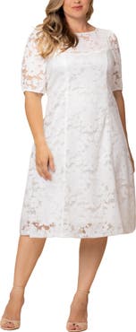Kiyonna Emma Floral Lace Cocktail Midi Dress