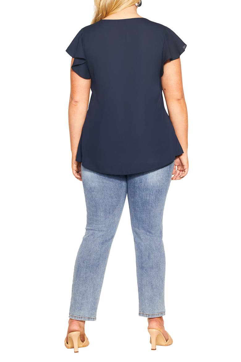 Florrie Zip Flutter Sleeve Top, Alternate, color, NAVY