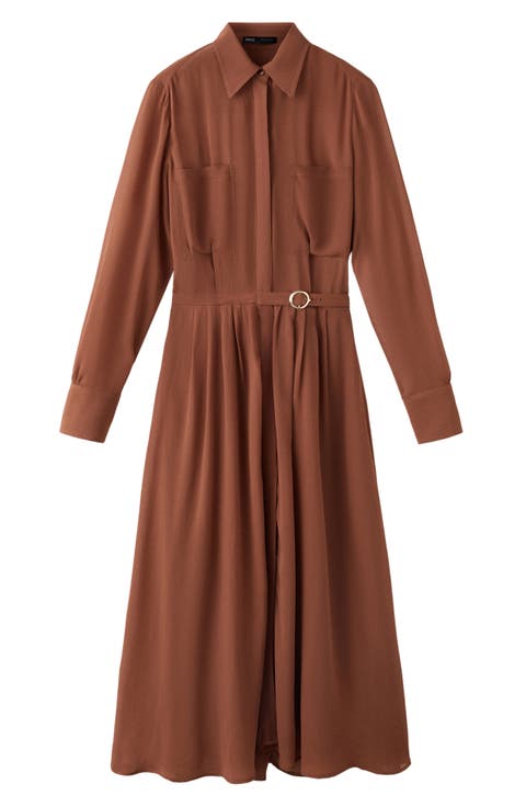 Belted Long Sleeve Shirtdress