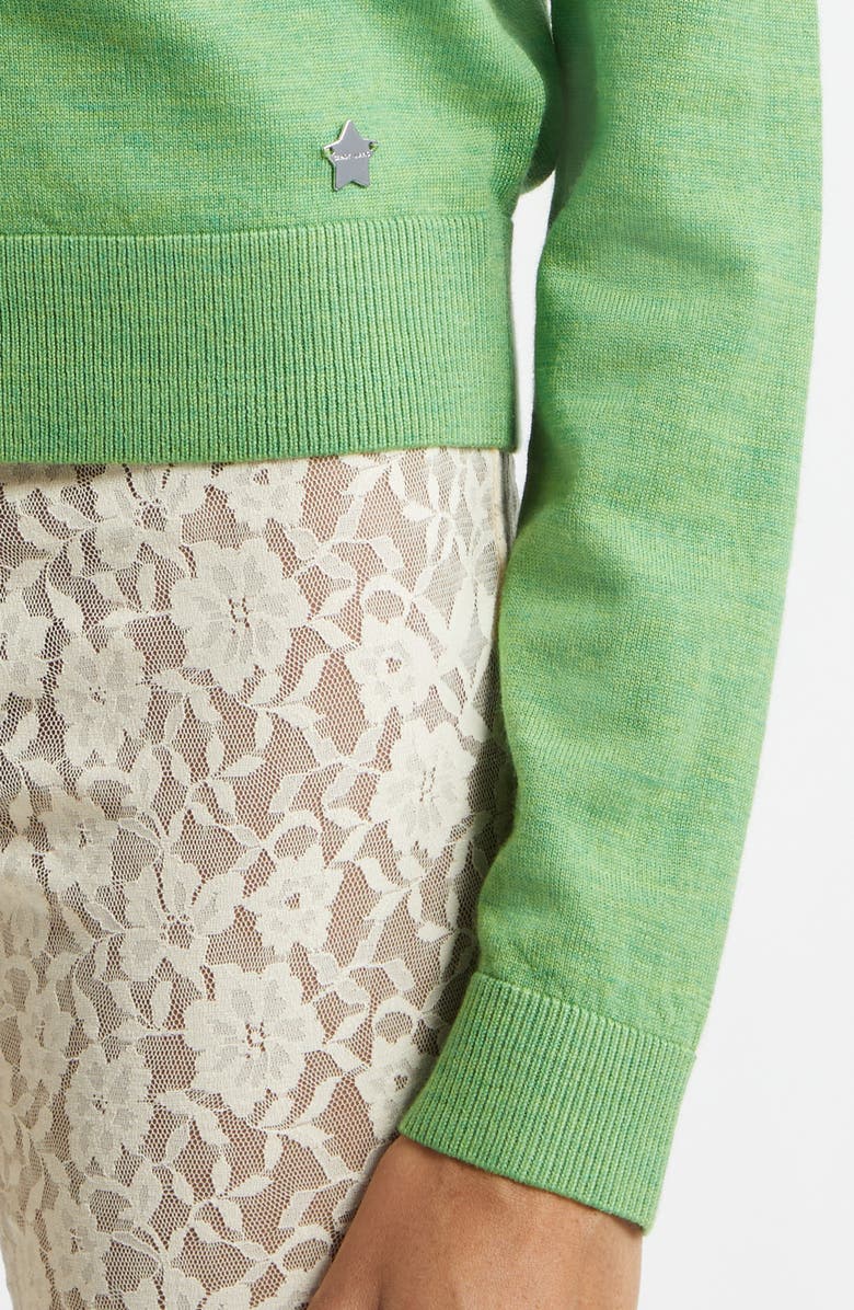 Sandy Liang Ley Merino Wool Cardigan, Alternate, color, Heather Green