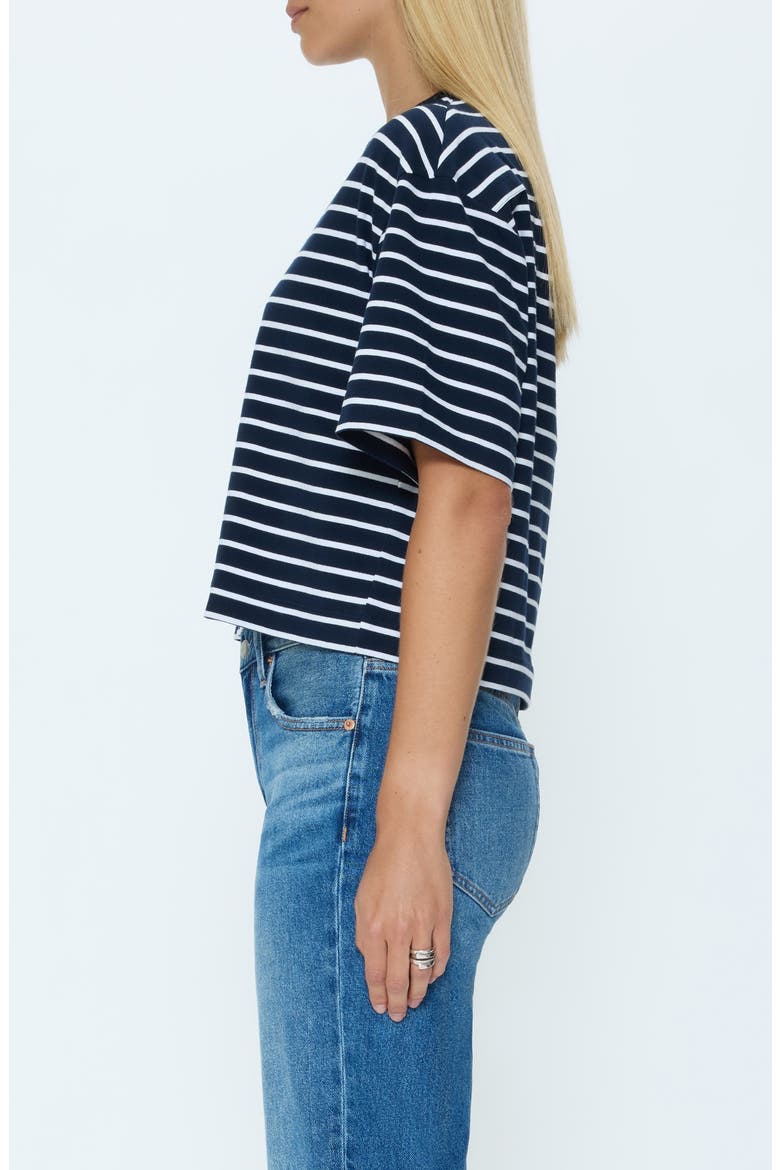 Mae Stripe Boxy Crop T-Shirt, Alternate, color, NAVY WHITE STRIPE