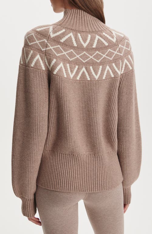 Varley Marcie Fair Isle Yoke Mock Neck Knit Sweater In Brown