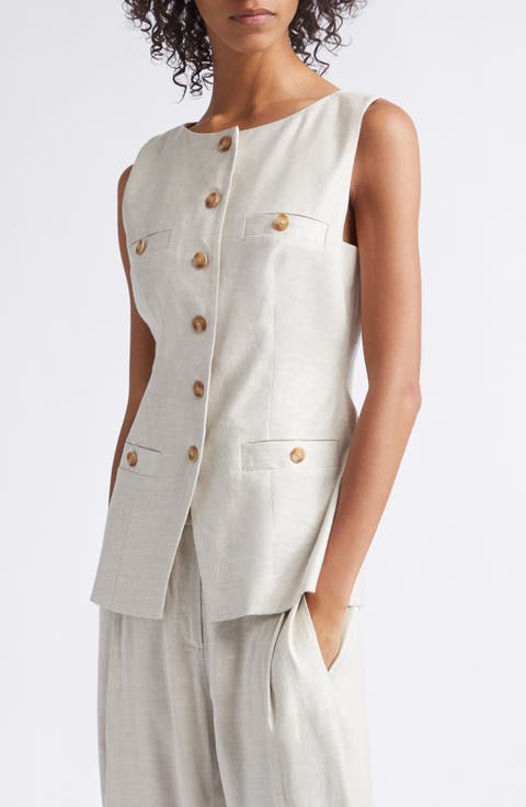Amra Bateau Neck Linen Blend Vest