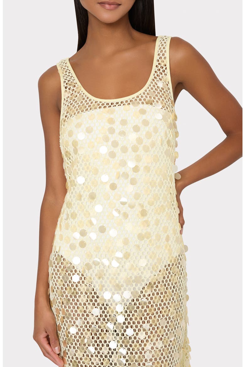 Paillette Sheer Cover-Up Midi Dress, Alternate, color, YELLOW