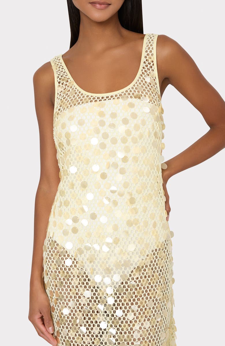 Milly Paillette Sheer Cover-Up Midi Dress, Alternate, color, Yellow