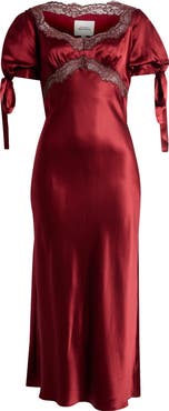 Reformation x Kacey Musgraves Stella Lace Trim Silk Midi Dress