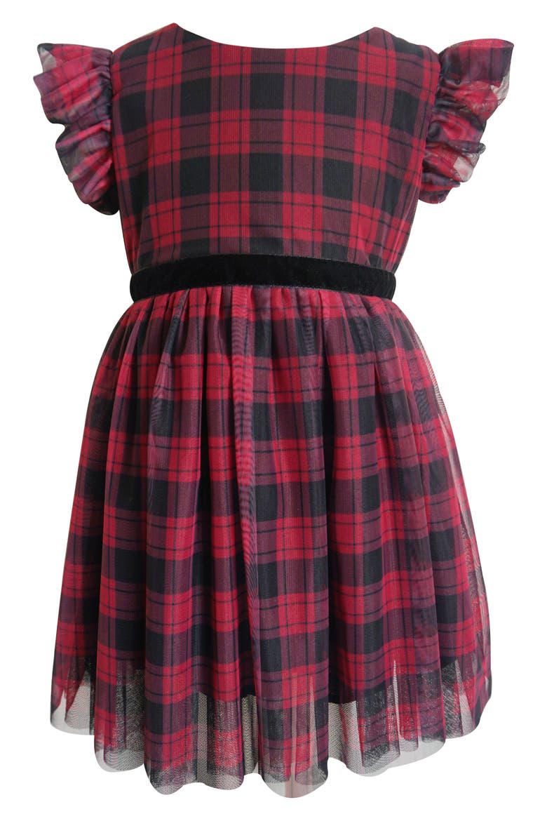 Kids' Plaid Tulle Dress, Main, color, BURGUNDY