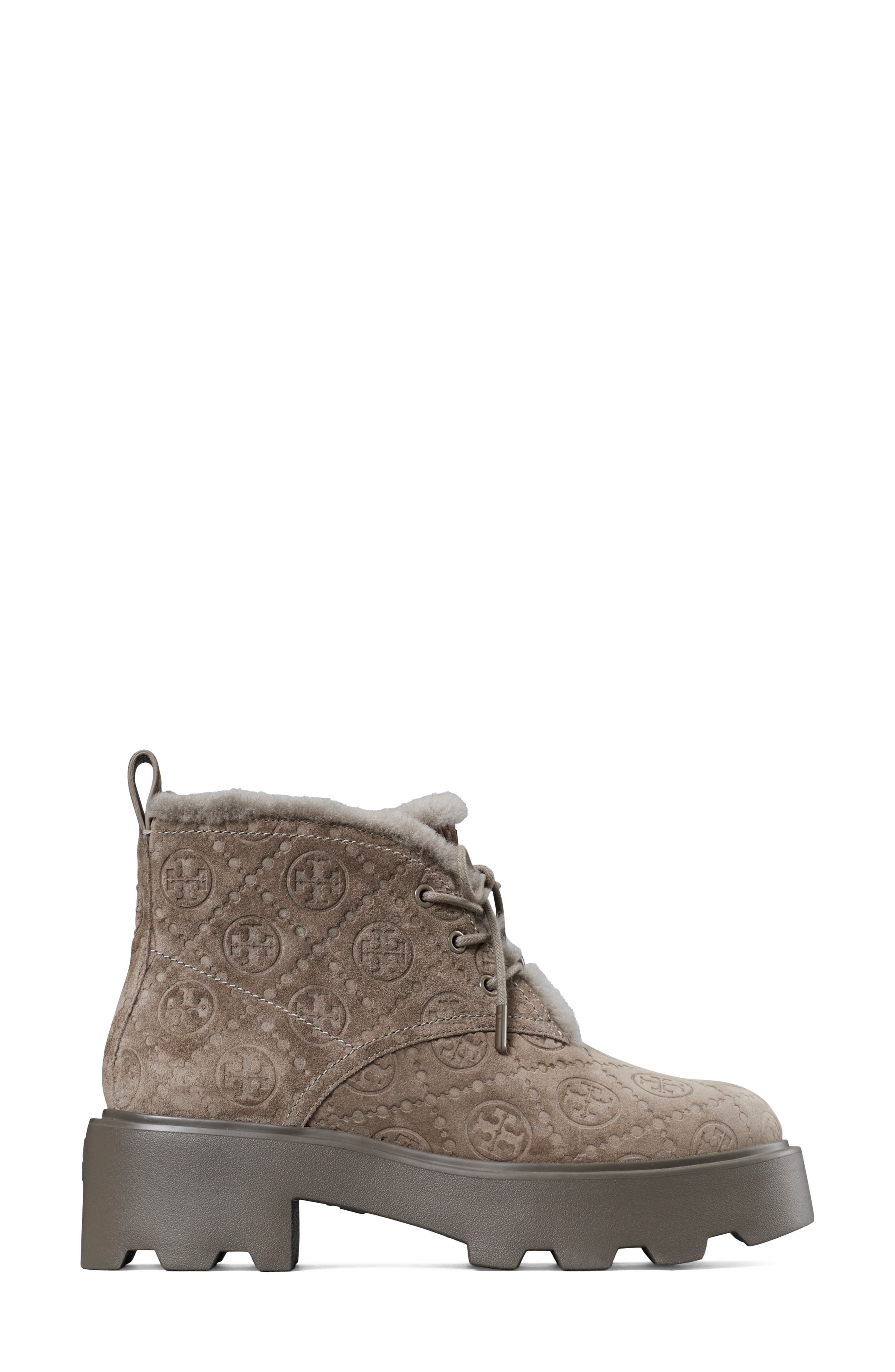 T Monogram Genuine Shearling Leather Desert Boot, Alternate, color, FOREST GREEN