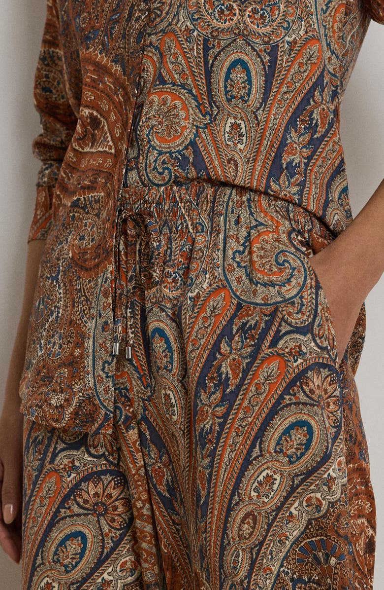 Lauren Ralph Lauren Paisley Crêpe de Chine Wide-Leg Pant, Alternate, color, Cream Multi