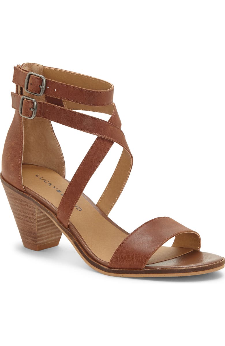 Lucky Brand Ressia Double Ankle Strap Sandal, Main, color, Toffee Leather