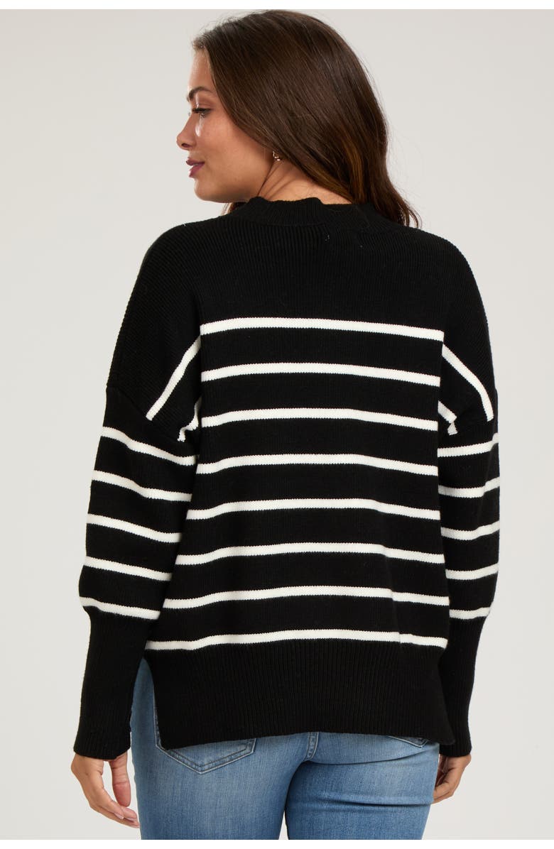 PinkBlush Striped Drop Shoulder Sweater, Alternate, color, Black