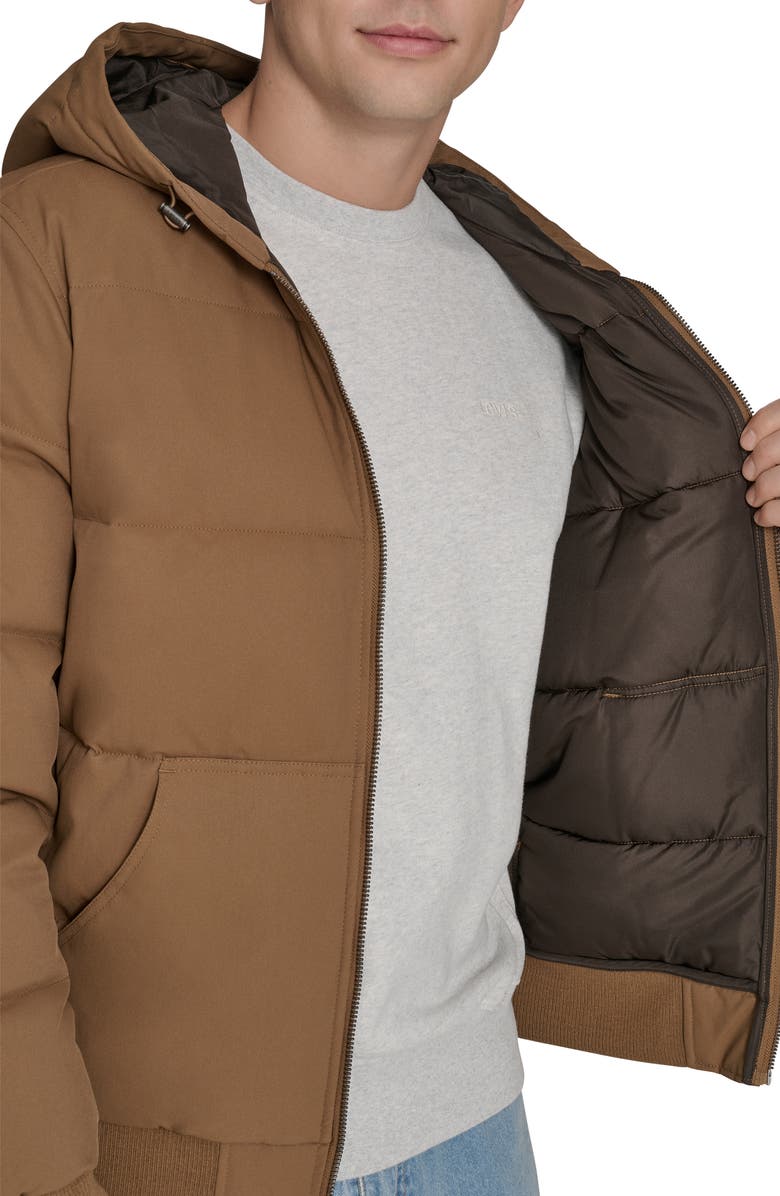 Levi's<sup>®</sup> Quilted Puffer Hoodie Bomber Jacket, Alternate, color, Brown
