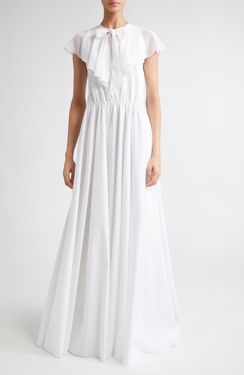 Giambattista Valli Flutter Overlay Cotton Dress, Main, color, White