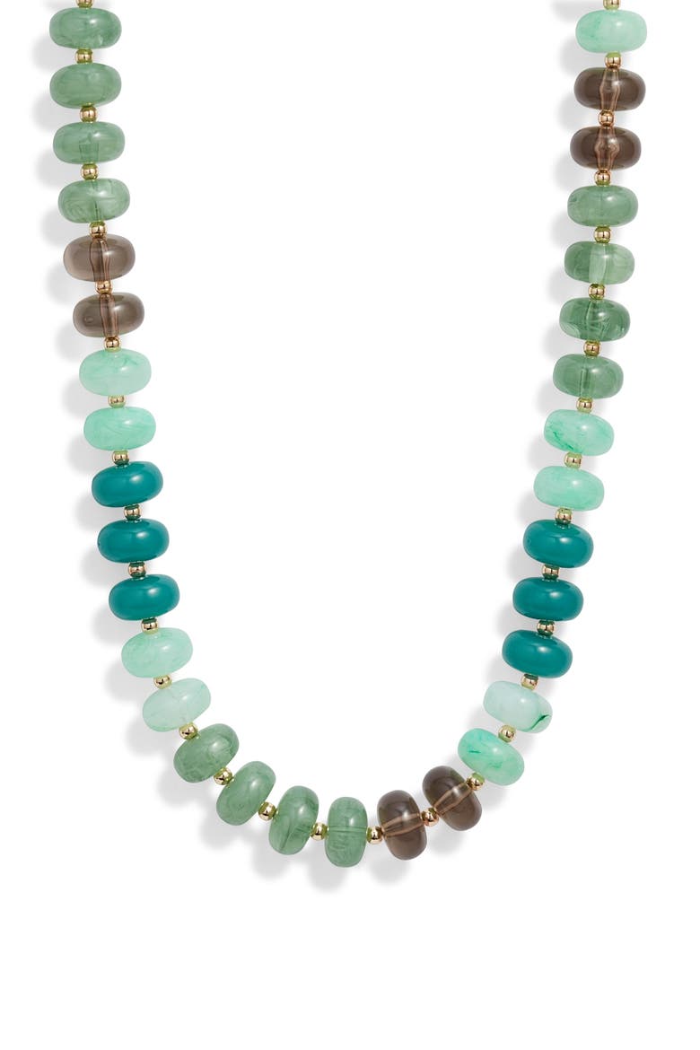 12mm Beaded Necklace, Main, color, GREEN MULTI- GOLD