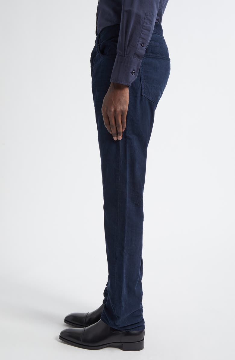 TOM FORD Microcorduroy Slim Fit Five-Pocket Pants, Alternate, color, Hb825 Navy